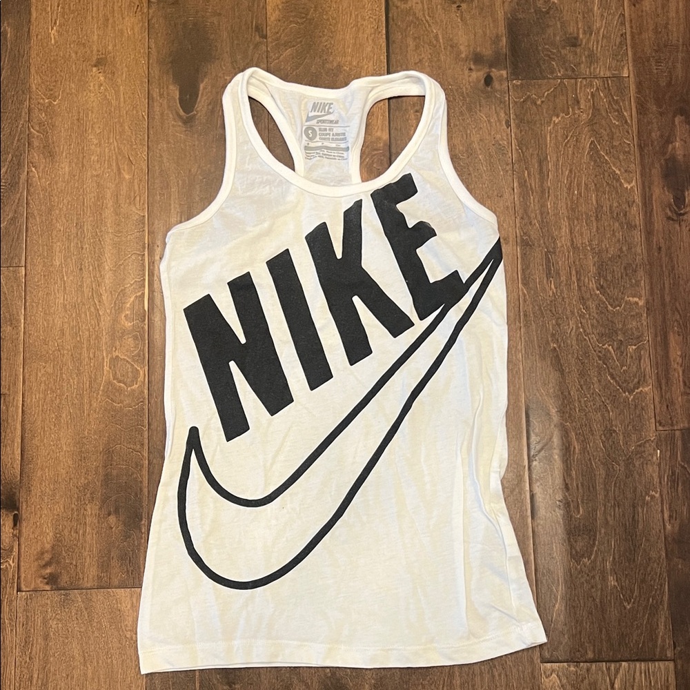 Nike White and Black Racerback Tank